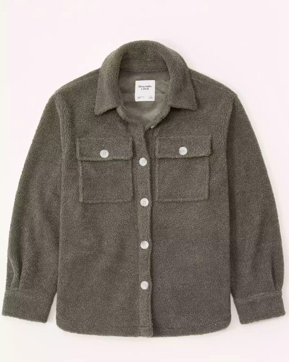 Abercrombie & Fitch Olive Green Sherpa Shirt Jacket Size Small